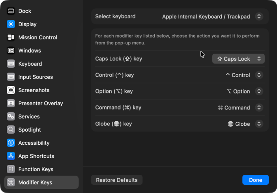 Modifier Keys